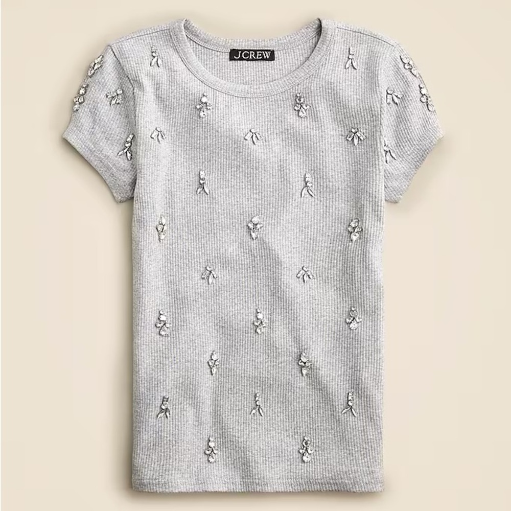 Jeweled Ribbed Tee